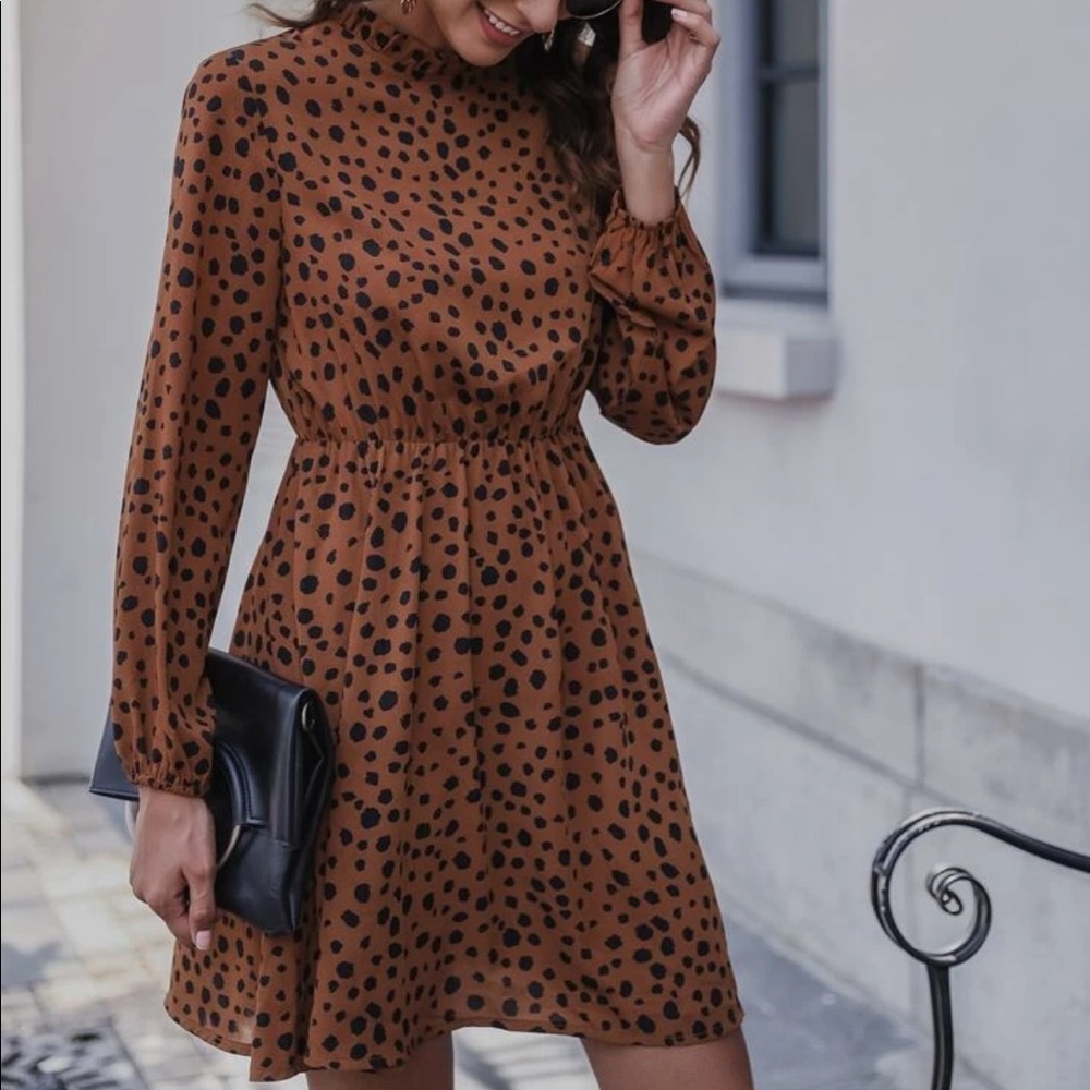 NWOT Speckled Print Mock Neck Mini Dress